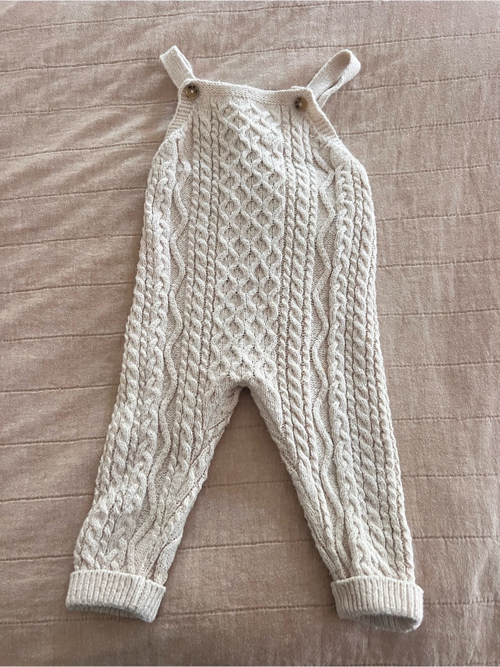Zara Cream Cable Knit Romper Overalls